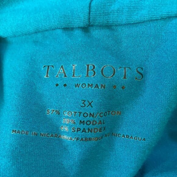 Talbots BNWT Turquoise V neck Long Sleeve Top w/ side ruching for better fit - Picture 4 of 6
